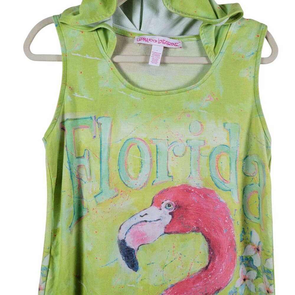 Leoma Lovegrove Womens Florida Flamingo Art Beachy Hooded Sleeveless Dress Small - Picture 3 of 9